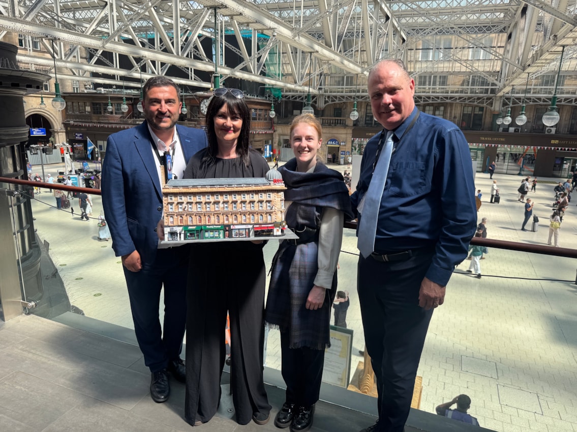 Craig Milne, Sinead Fielding, Drew Burns with Artist Karen Bones