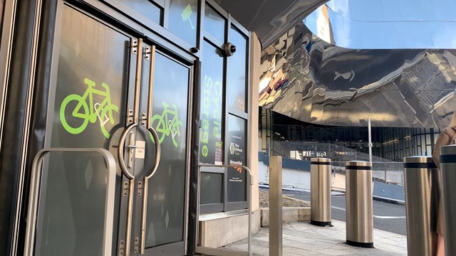 Entrance to Cycle Pod at Birmingham New Street