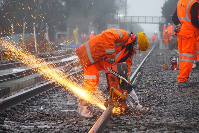 Huge progress made on the Felixstowe branch line to increase freight traffic and improve reliability for passengers: Felixstowe S&C installation 3