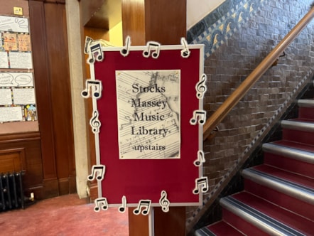 Stocks Massey music library sign