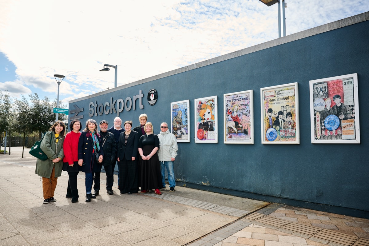 Both Crewe to Manchester and South East Manchester CRPs worked with local artists and Seven Miles Out Arts to celebrate musician's who have performed, lived and record in Stockport with a large-scale installation at the station