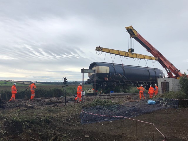 Wagons have been lifted from the site at Llangennech