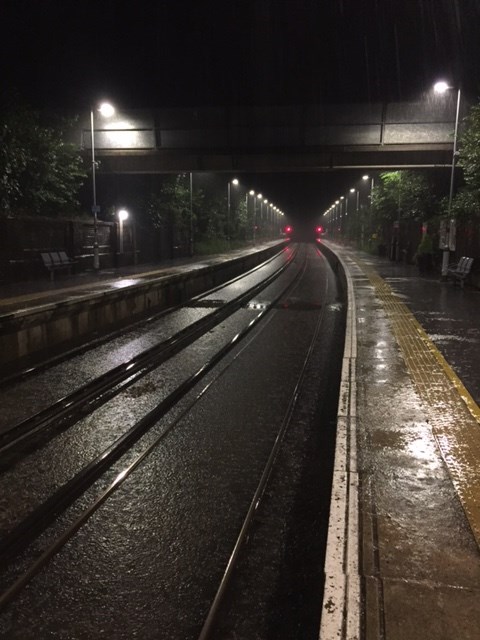 East Grinstead flood-2: Flooding in the station on 27/06/2017