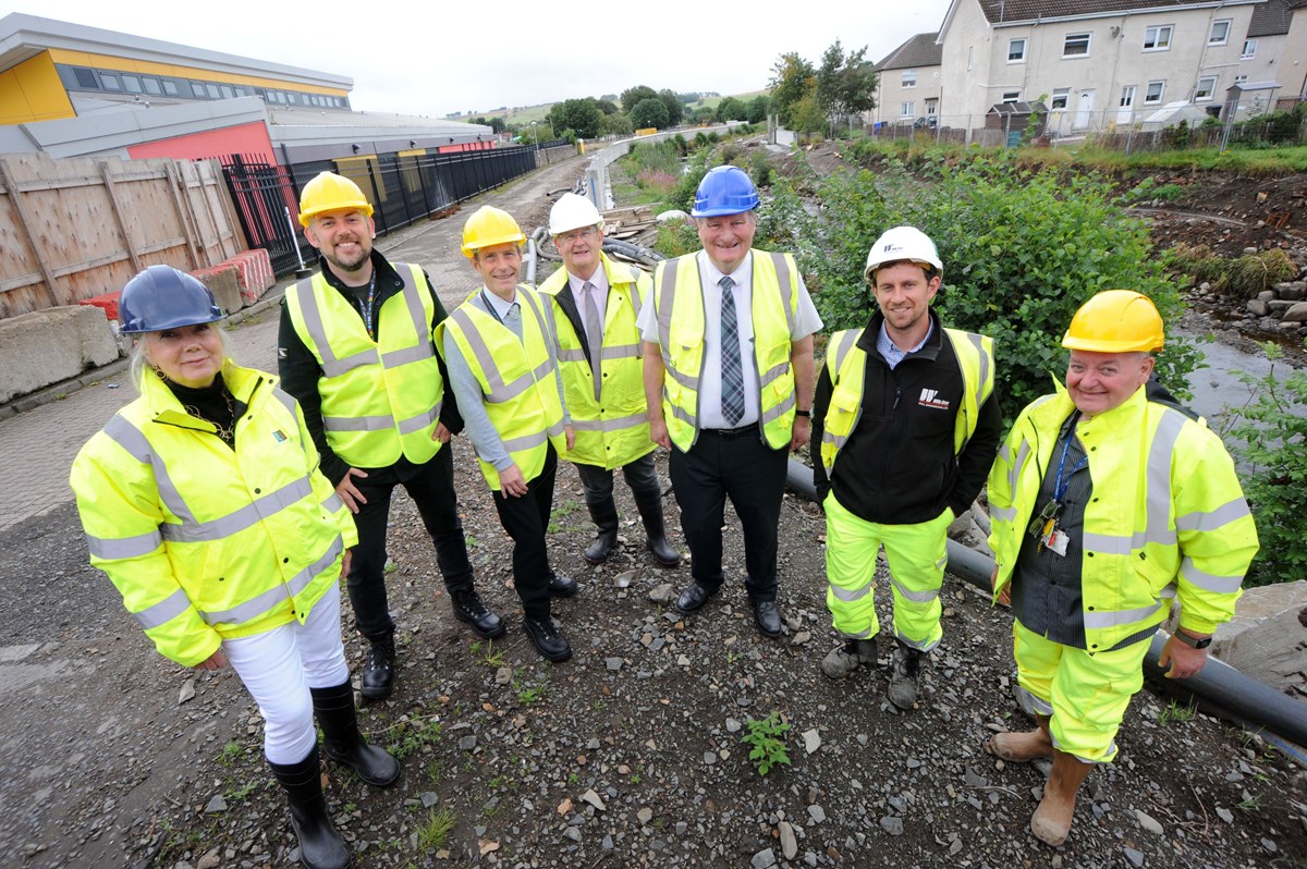 Allan Dorans MP with Cllrs Ingram, McKay and Watts with Kevin Braidwood, Head of Ayrshire Roads Alliance and a representative of Wills Bros