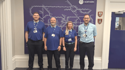 An image of Northumberland Line conductors Cameron Young, Simon Jackson, Jemma Porter and Bryan Walker