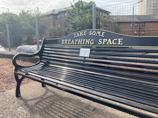 New ‘breathing space’ bench installed at Dalmuir as part of mental health awareness drive: IMG-20240517-WA0005