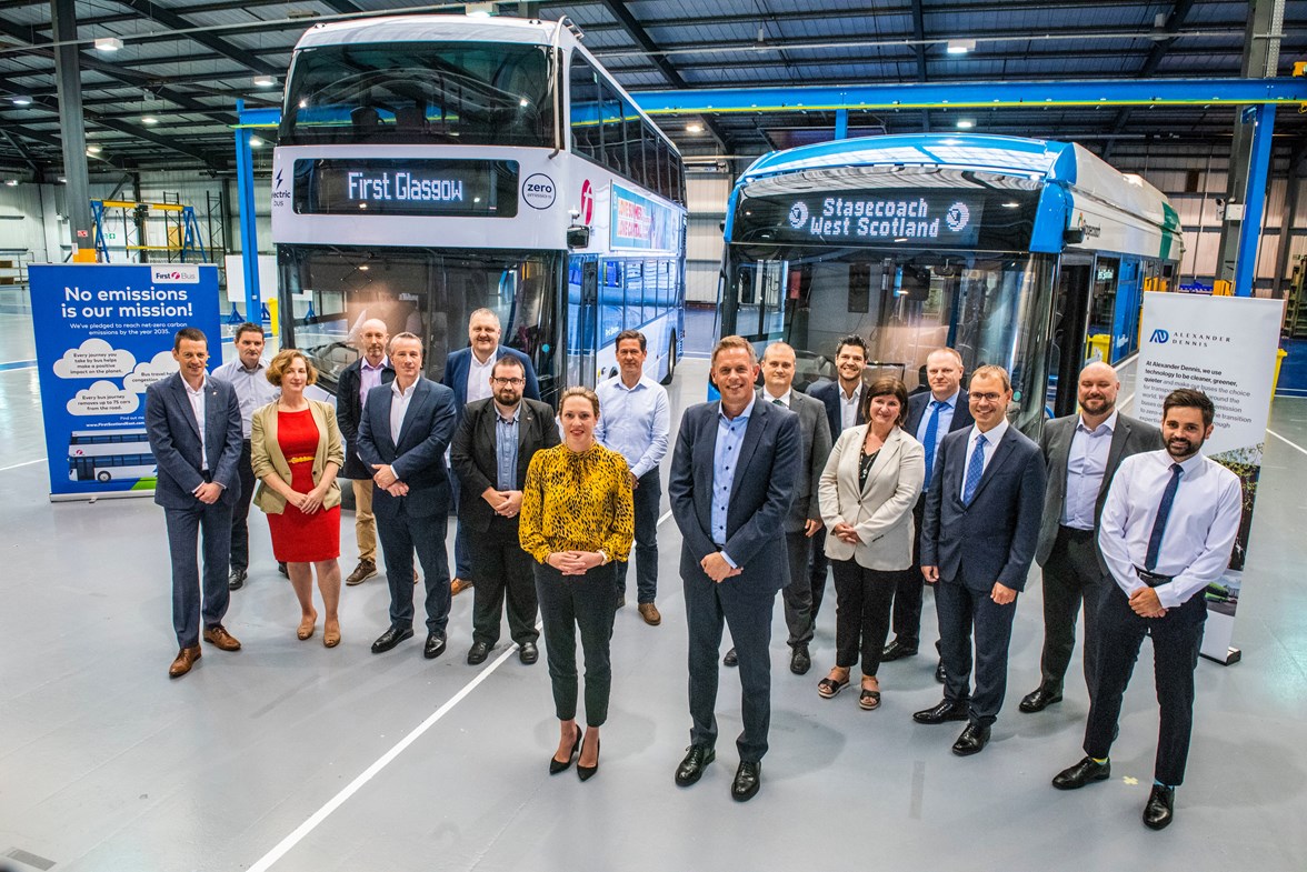 Minister for Transport Jenny Gilruth with the Bus Decarbonisation Taskforce