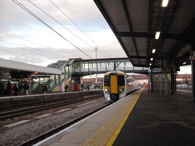 New platforms at Cambridge: The new island platform and footbridge at Cambridge station, which opened on Sunday 11 December 2011.
