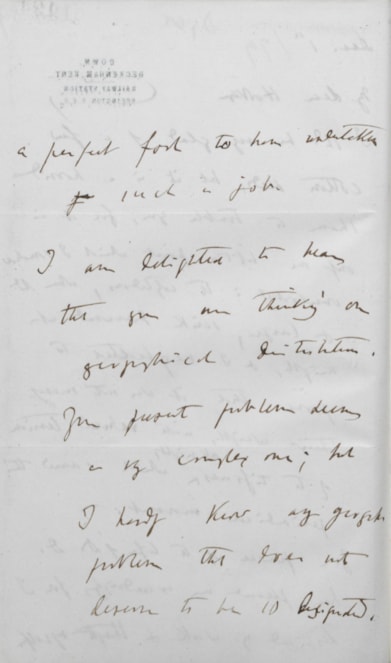 Image 7.2 Letter from Charles Darwin to Joseph Dalton Hooker, 1 December (1879) regarding the movement of cotton plant cotyledons