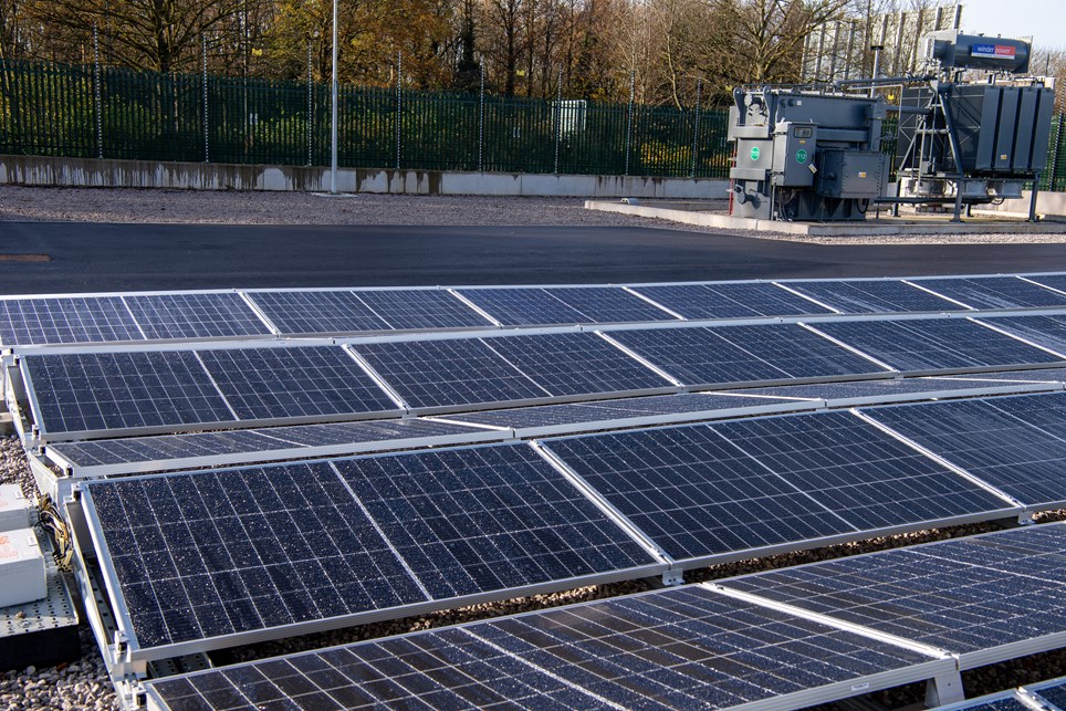 Solar panels at a Manchester substation