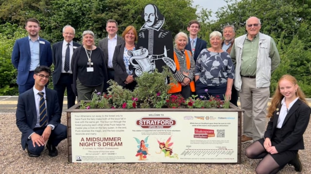 Partners celebrating the unveiling of the Stratford-Upon-Avon Shakespeare statue: Partners celebrating the unveiling of the Stratford-Upon-Avon Shakespeare statue