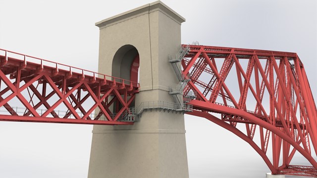 Forth walk 1 - steel catwalk and staircase on masonry approach tower