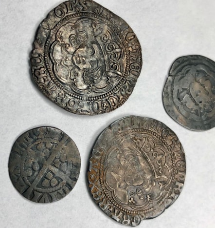Coins from the 'Mitton Hoard,' treasure discovered in Great Mitton in October 2006
