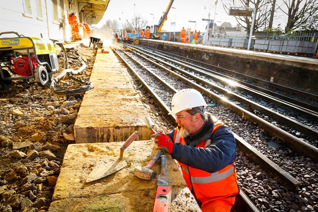 Better, more reliable train services for the south as Network Rail’s orange army work through Storm Katie to complete Easter upgrade works on time: Wandsworth Town 3