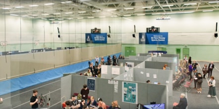 A view from above of the Challenge Zone activities at the 2024 TeenTech Lancashire Festival