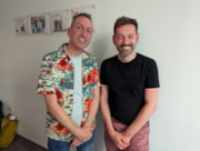 TfL Image - Mind the Gap podcast presenter Tim Dunn and former Mildmay patient, campaigner and AIDS survivor, Jason Reid: TfL Image - Mind the Gap podcast presenter Tim Dunn and former Mildmay patient, campaigner and AIDS survivor, Jason Reid