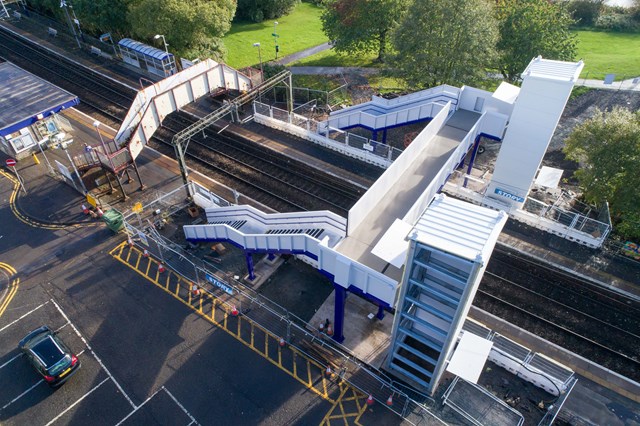 Footbridge opening at Westerton is step towards improved accessibility: Westerton Aerial