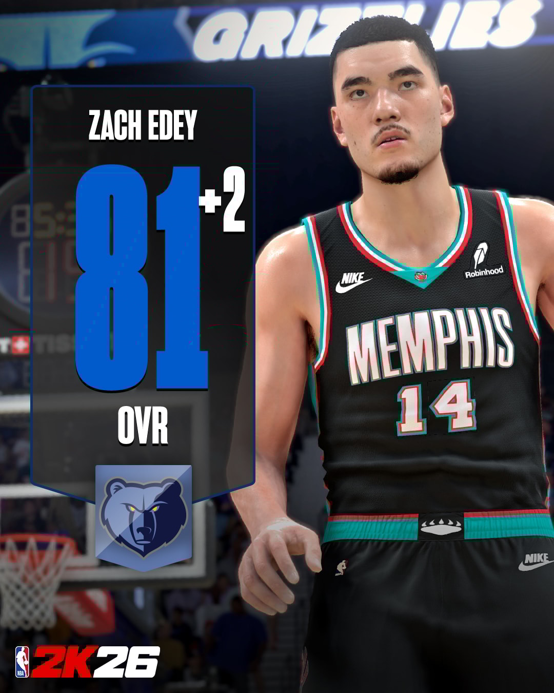 NBA 2K26 Ratings Update 3 - Zach Edey 1