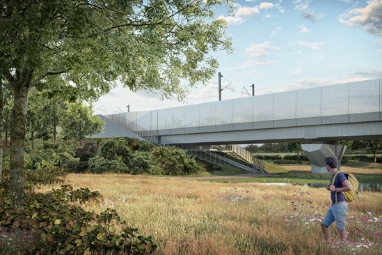 Balsall Common viaduct abutment - current design - polished concrete parapet