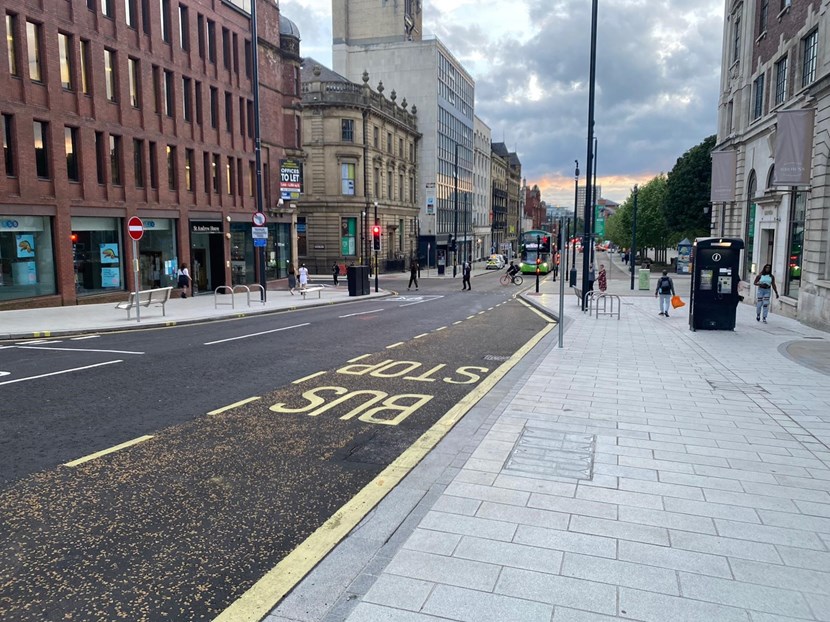 Leeds City Council update on road improvement and infrastructure works: Headrow wider pavements