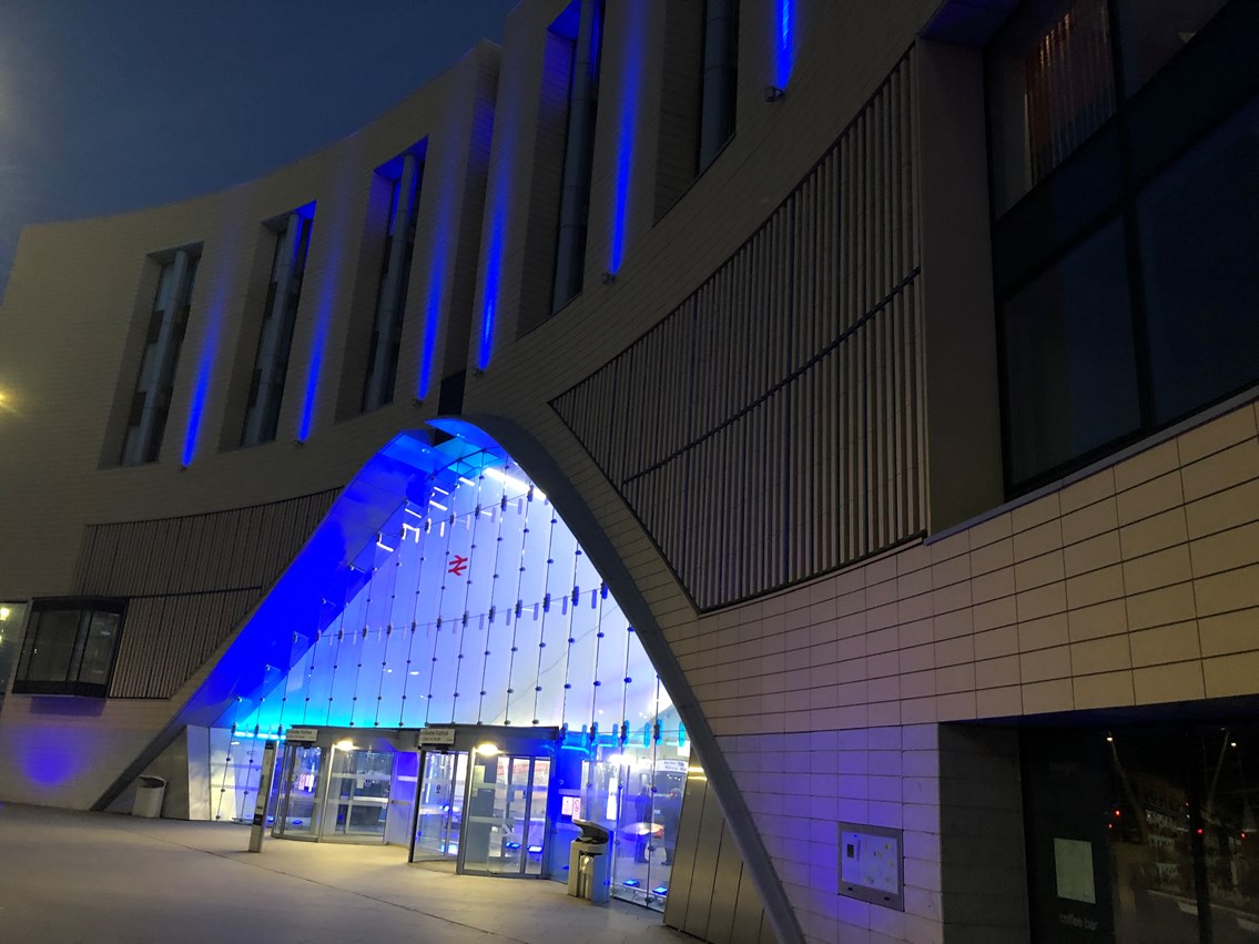 Dundee station Lit Blue for our NHS heroes: 20200514 210417072 iOS-2
