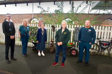 From left to right: Damien Henderson, Senior Regional Growth Manager at Avanti West Coast; Ellie Slack, Avanti West Coast Customer Service Assistant; Mayor of Penrith, Councillor Val Bowen; Penrith Community Gardener, Joan Robinson; and Jake Birkett, Avanti West Coast Team Leader mark opening of new