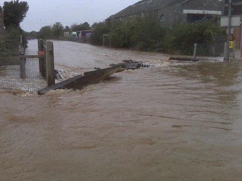 Track between Exeter - Tiverton Parkway flooded