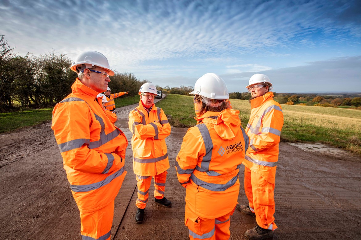 Staffs’ Wardell Armstrong welcome HS2 CEO to see progress on route between West Midlands and Crewe: HS2 CEO Mark Thurston visits Bower End Farm, Madeley, to see work of Staffordshire Firm Wardell Armstrong-2
