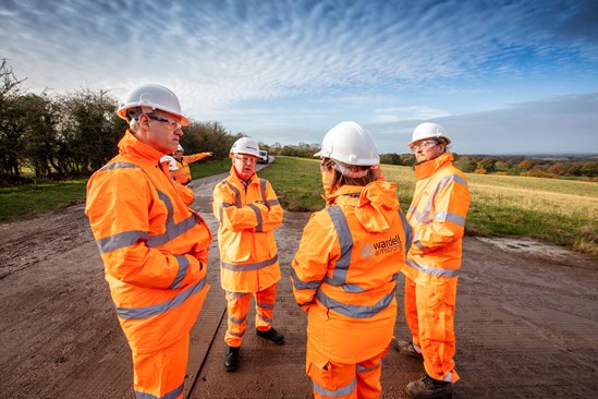 HS2 CEO Mark Thurston visits Bower End Farm, Madeley, to see work of Staffordshire Firm Wardell Armstrong-2: HS2 CEO Mark Thurston visits Bower End Farm, Madeley, to see work being undertaken by Staffordshire business Wardell Armstrong. The site is where the north portal of the Madeley Tunnel will be constructed. Stoke-on-Trent based multidisciplinary consultancy Wardell Armstrong have been working to ensure the environmental integrity of the HS2 early works. 

Tags: Phase 2a, Early Work, Environment, Supply Chain, Jobs, Skills, CEO, Crewe, Staffordshire

Names: (L-R): Keith Mitchell, MD, Wardell Armstrong, Mark Thurston, CEO, HS2 Ltd, Michael Proctor, Wardell Armstrong.