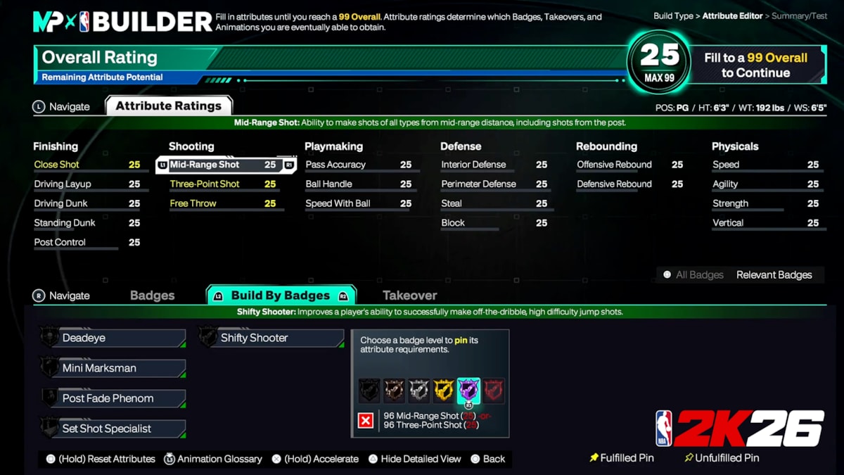 NBA 2K26 MyPLAYER Builder Badges
