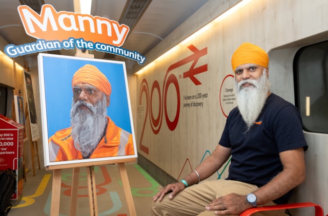 A brush with fame: Striking portrait of Network Rail ‘hidden hero’ unveiled on special exhibition train: Manny Kang Credit Anthony Charlton