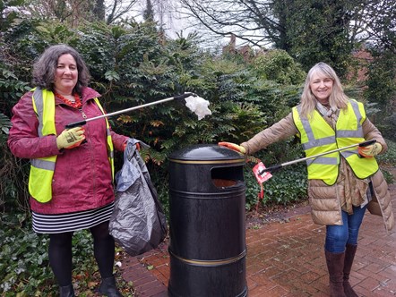 Cllrs Rowland (R )  and Barnett- Ward ( L ) are urging folks to get out their litter pickers and work together to Keep Britain Tidy!
