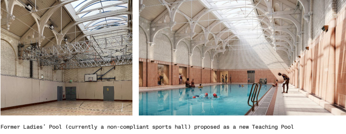 The crumbling sports hall will become a teaching pool