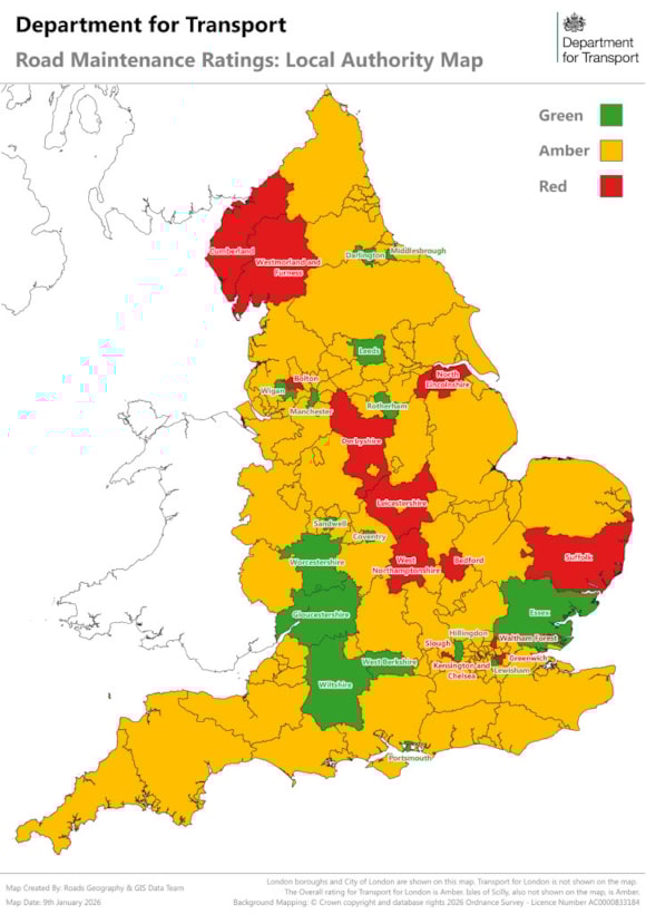 How well is your council fixing your roads? New map rates how record Government pothole funding is being used: 1767955095978-51d282a0-4b0a-4487-9206-b4411171ec06 1