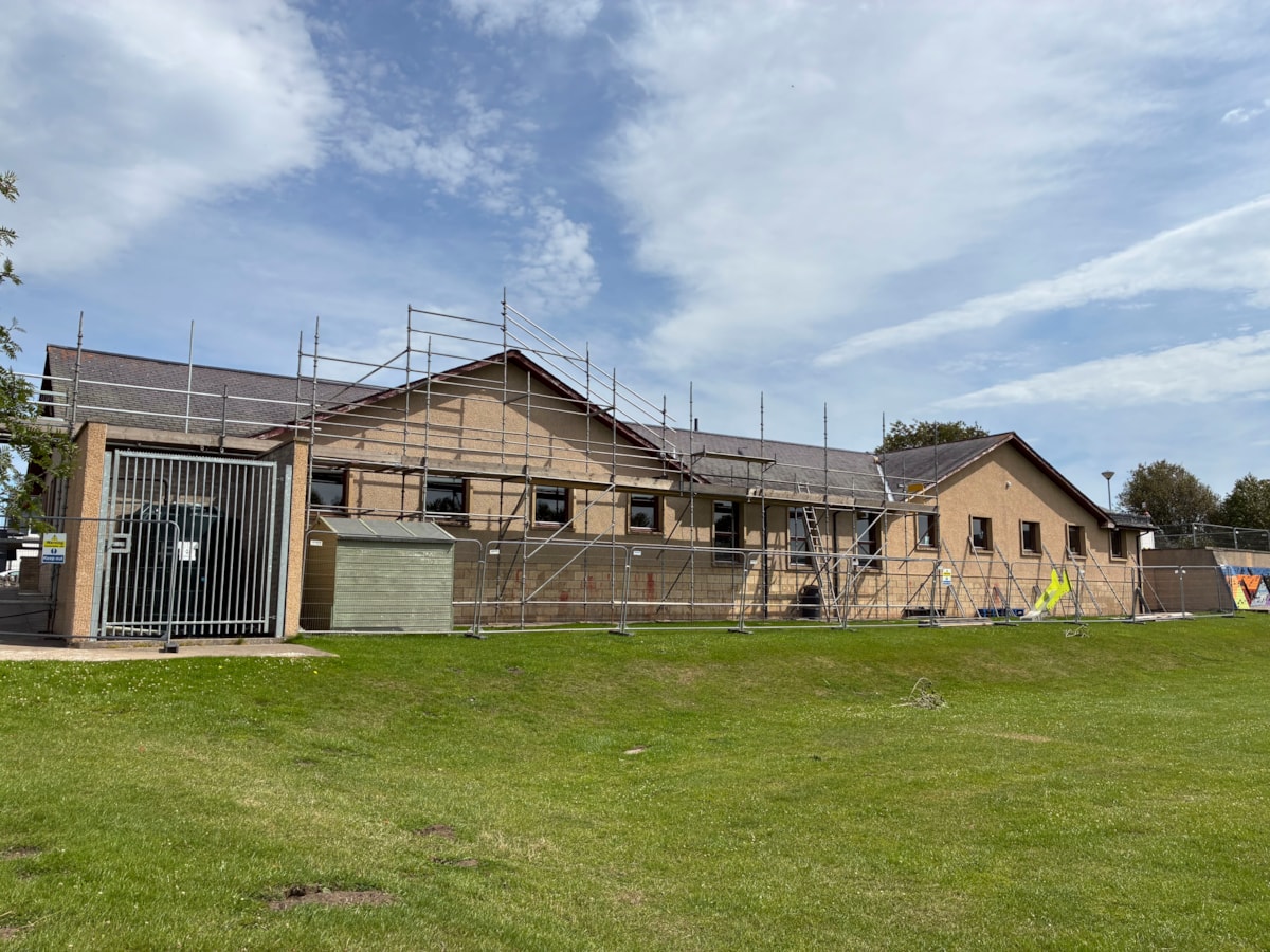 Tomintoul Primary School gets roof repairs in summer 2025.