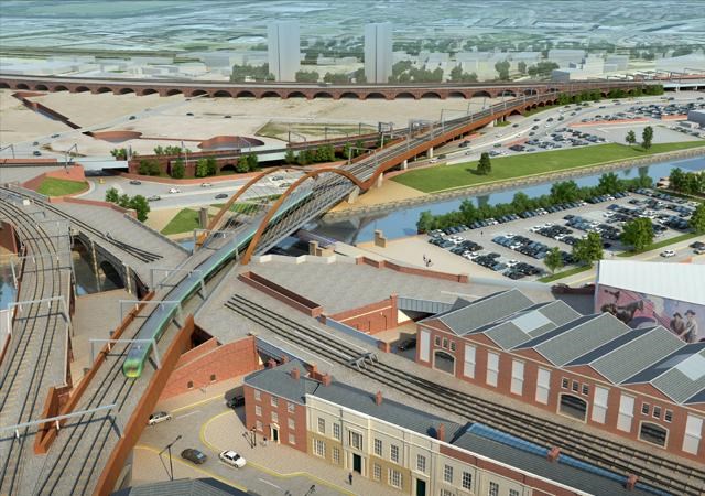 Weekday rail services return to normal after Ordsall Chord work: Ordsall chord aerial view
