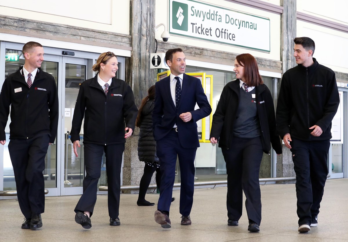 Mike Palfrey, Frances Norman, Minister Ken Skates, Holly Flye and Lewis Williams