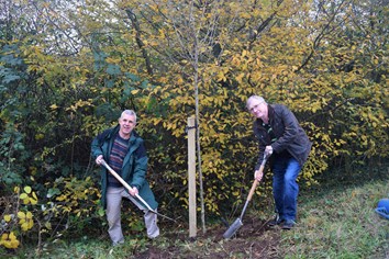 Cllr Sid Phelps and Cllr Bernie O'Neill at Station Road Lydney