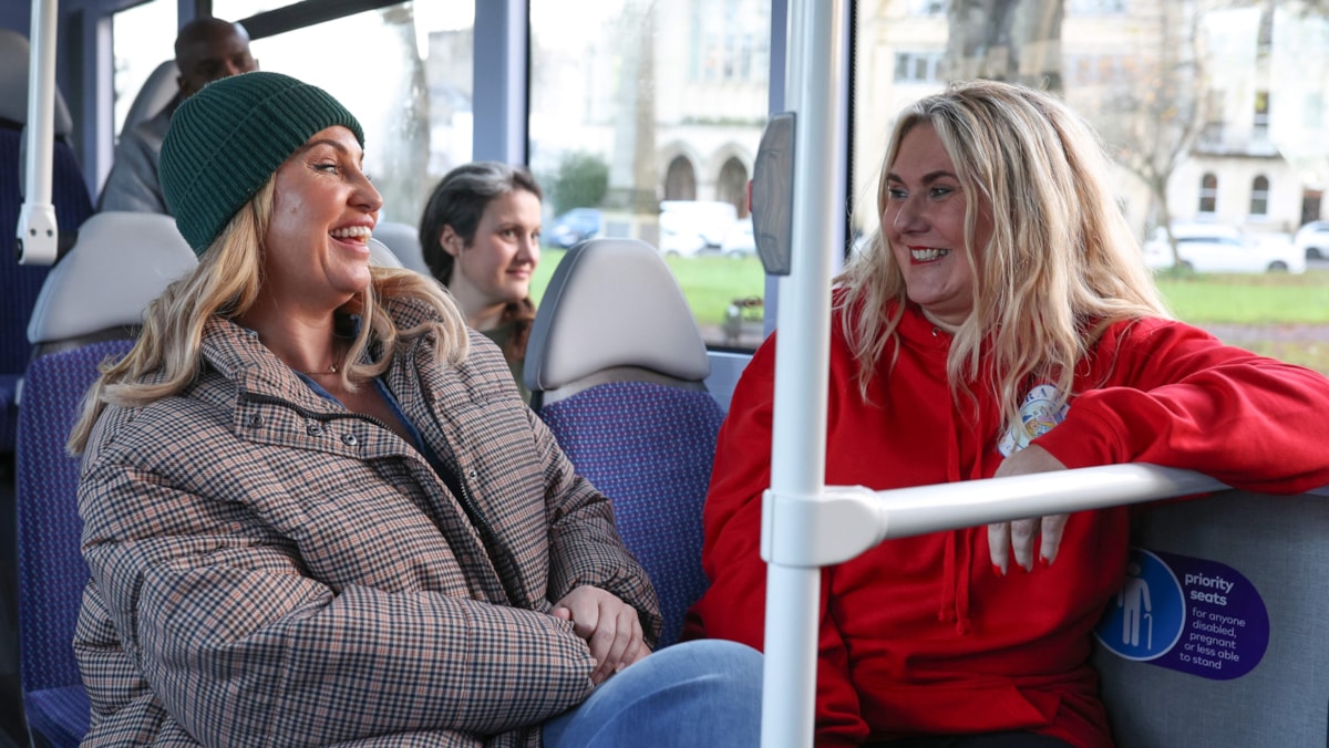 Television personality and Bristolian Josie Gibson with Operation Community Hamper's founder Charlotte Churchill cropped