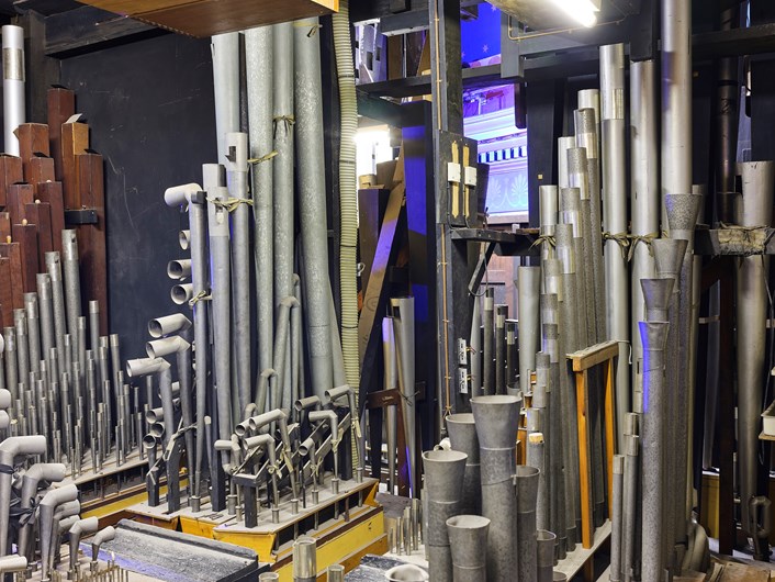 Leeds Town Hall organ credit Justin Slee: The vast array of pipes inside the Leeds Town Hall organ