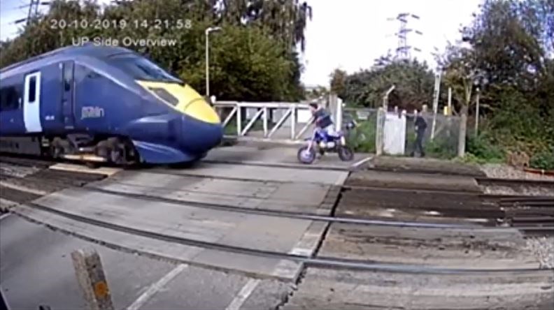 VIDEO: Shocking footage shows near miss with high speed train near Gravesend: Shornemead still