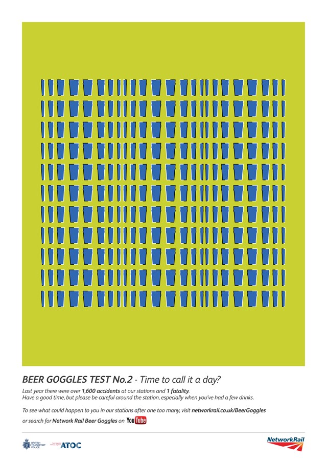 Station safety campaign poster - beer goggles 2: Station safety campaign poster - beer goggles 2