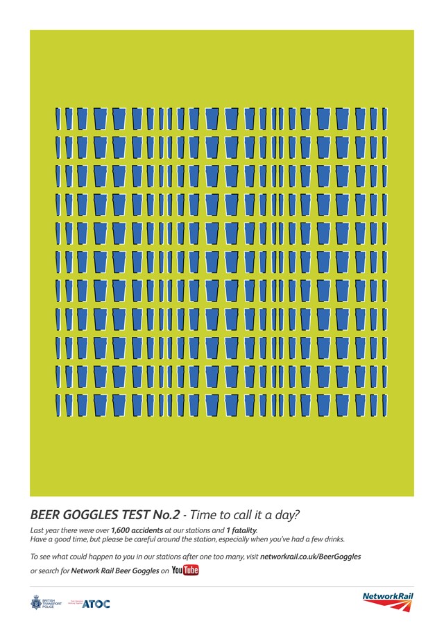 Station safety campaign poster - beer goggles 2