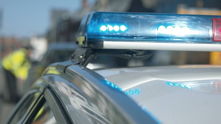 Blue lights on a police car