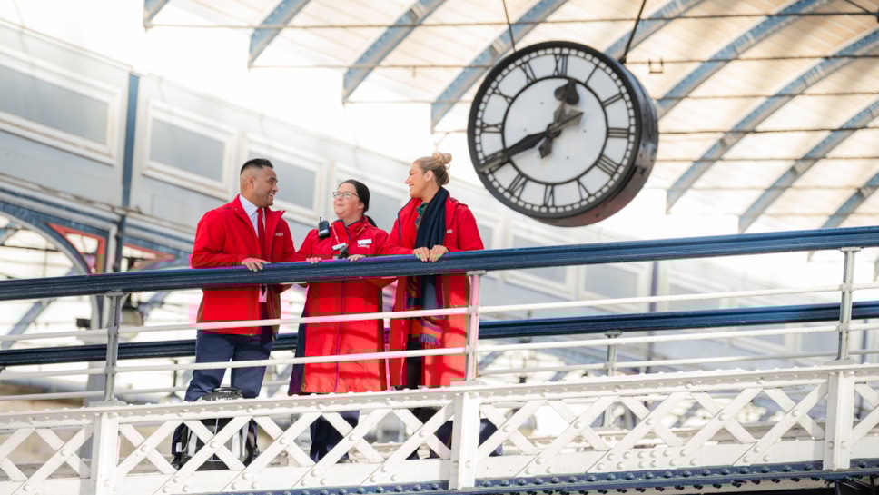 LNER's Eugene, Elaine, and Annabell under the clock at Newcastle Central Station cropped