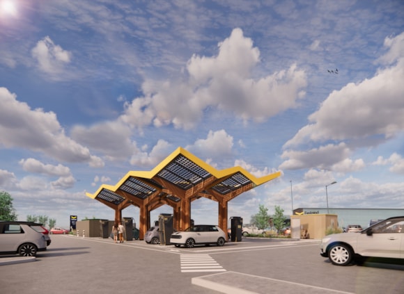 Fastned and Places for London get green light for electric vehicle charging hub in west London: Hatton Cross Charging Hub CGI