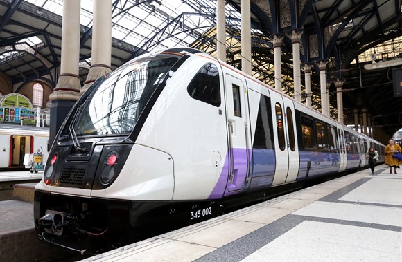 TfL Press Release - TfL Rail to operate services to Reading from 15 December: TfL Image - Elizabeth line train, Liverpool Street mainline station