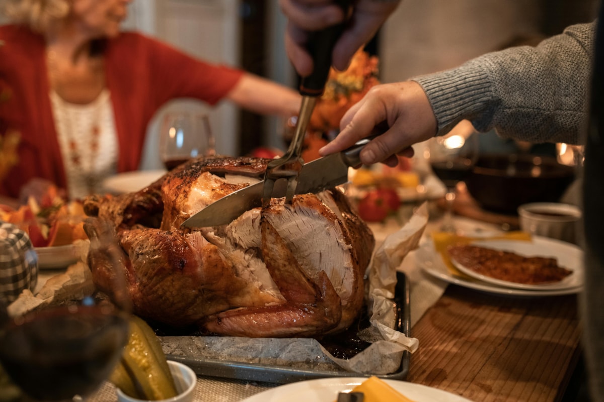 Christmas dinner carving turkey