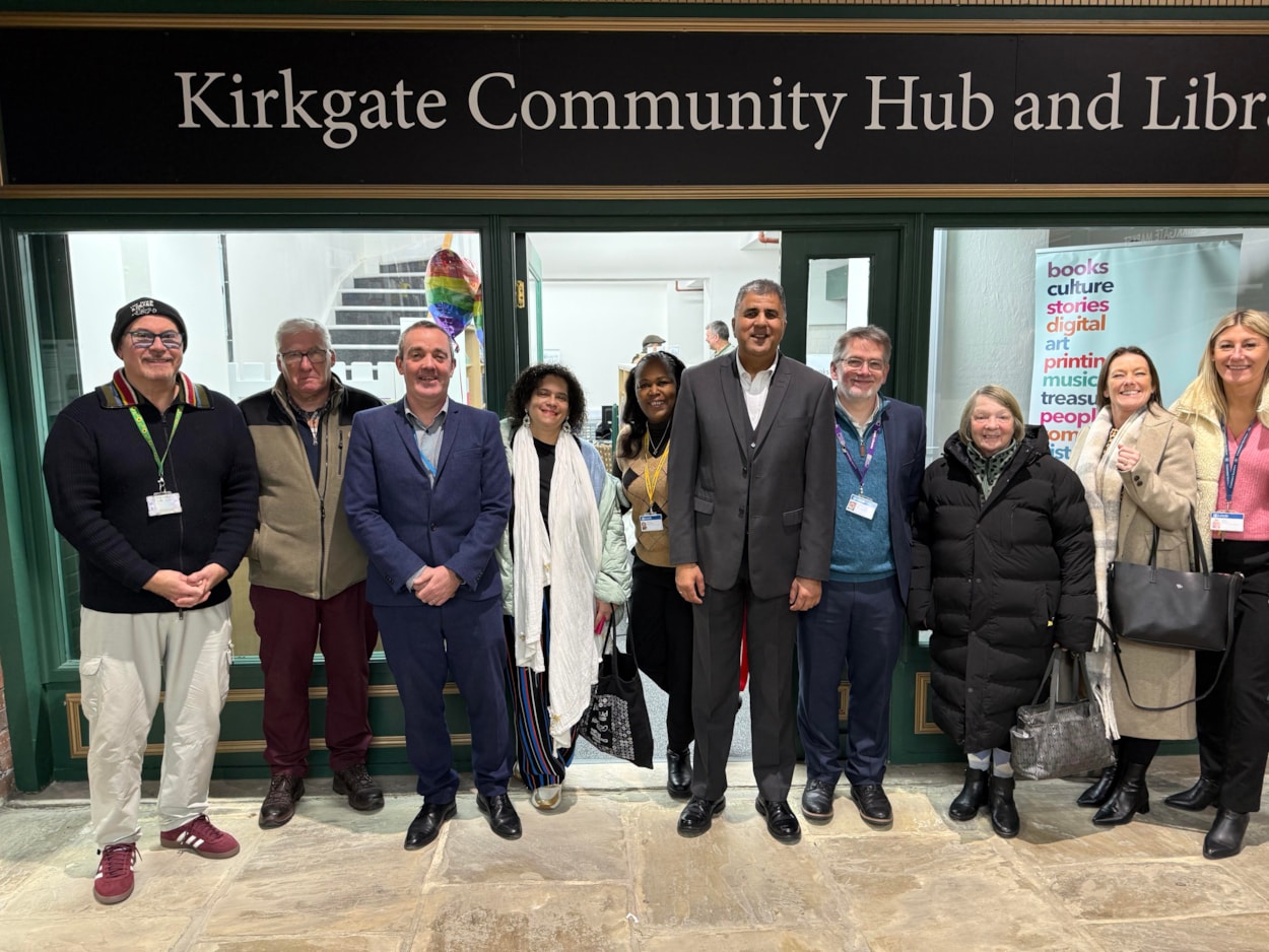 Kirkgate Community Hub opening group.jpg: Kirkgate Community Hub and Library has reopened following a refurb, including new glass panelling to make sure it’s warm and inviting in the winter months.