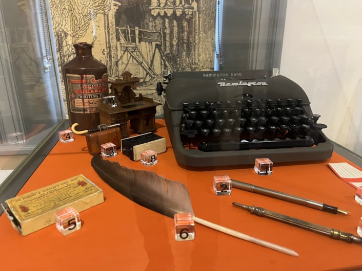 Literature in Leeds: Library tickets, ink pots, writing implements and a typewriter used by Yorkshire Post sports journalist John Wyatt also feature in the exhibition, which is made up of loans from contributing authors alongside objects taken from the Leeds Museums and Galleries collection which have specific connections to their works.